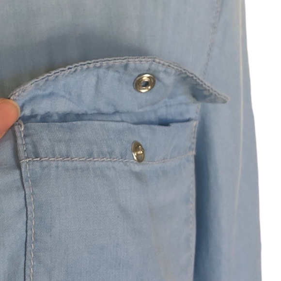 KAYAS DESIGN Shirt Women's Size Small Blue Chambray 100% Tencel Button Up Tunic - Picture 6 of 12